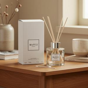 Decoratieve Etherische Olie Riet Diffuser Helder Glazen Fles Ronde Vorm Met Aangepaste Logo Voor Geschenkverpakking