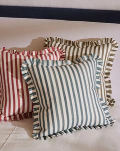 Lo último en fundas de almohada con brida de volantes a rayas de algodón bohemio, almohada decorativa con volantes y volantes, almohada de diseñador bohemio de ITHL - Product Image 2