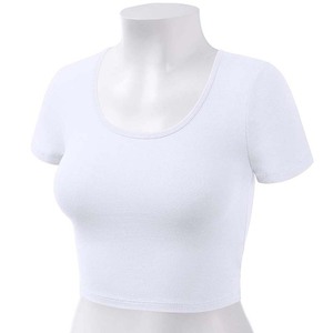 Top corto personalizado camiseta para primavera algodón sublimación espacios en blanco liso de alta calidad Crop Top suéteres para mujeres - Product Image 1