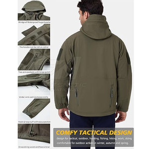 Veste tactique d'extérieur avec coutures renforcées, coupe-vent, imperméable et multiples poches pour l'équipement - Product Image 6