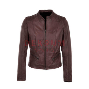 Best Wholesale 100% <b>Genuine</b> <b>Leather</b> <b>Jacket</b> for Women OEM Service Breathable Knitted Plain Dyed Custom Color - Product Image 1