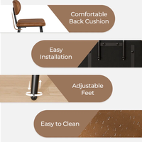 Tabourets de comptoir industriels, chaises hautes en PU brillant avec pieds en métal noir et repose-pieds pour cafés et restaurants