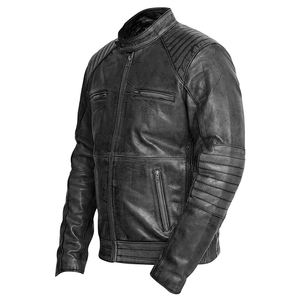 Chaqueta de cuero marrón para hombre, moda para hombre, Cafe Racer Biker - Product Image 5