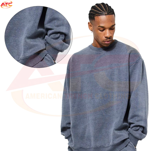 Survêtements en molleton lourd sans cordon, personnalisés pour hommes, effet vieilli, surdimensionnés, vierges, délavés à l'acide, vintage - Product Image 2