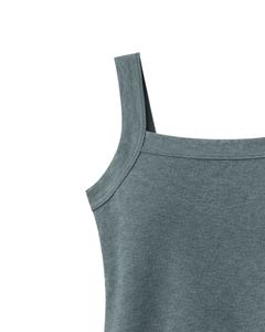 Camiseta sin Mangas Personalizada para Mujer, Color Gris Jaspeado, Cuello Cuadrado, Chaleco Informal de Verano, Tela Suave y Elástica, Fabricante Personalizado, Venta al por Mayor - Product Image 4