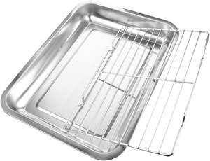 2 jeux de bacs d'égouttage en acier inoxydable Plateau de service pour aliments Plateau pour collations Conteneurs en acier inoxydable Plateaux pour fruits Cont - Product Image 2