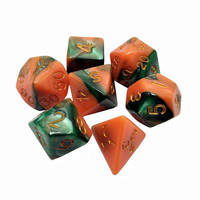 Ensemble de dés miniatures polyédriques carrés en acrylique - 7 pièces - Polymère écologique à effet tourbillon pour les jeux de DND/RPG