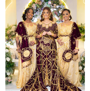 Robe de mariée somalienne de haute qualité, design de broderie complexe, écologique, luxe, fabrication africaine, soie, coton, polyester - Product Image 1