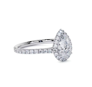 Bague de mariage et de fiançailles en or blanc rose jaune 10 carats avec cadeau de diamant de laboratoire taillé en poire pour elle - Product Image 5