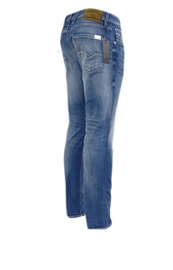 Jean en denim sergé léger 12 oz pour homme, 100 % coton, écologique, respirant, teint uni, coupe droite, taille mi-haute, délavage clair - Product Image 2