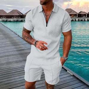 Conjuntos de polos informales, chándal personalizado para hombre, camiseta para hombre y conjunto corto con cremalleras - Product Image 6