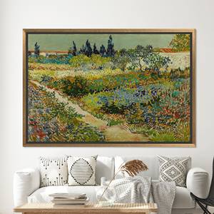 Impression sur toile Jardin floral : Œuvre d'art impressionniste vibrante pour la décoration de la maison, toile encadrée dorée - Product Image 1