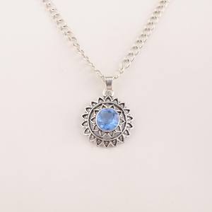 Pendentif en argent sterling, design unique, haute qualité, certifié IGI, collier ethnique floral fait à la main, pierre de naissance de décembre - Product Image 4