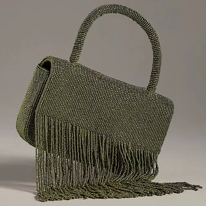 กระเป๋าถือผ้าคอตตอนลายดอกแมกโนเลียประดับลูกปัดกระเป๋าสะพายไหล่งานปาร์ตี้ทำมือพร้อมดอกไม้สีขาว-งานฝีมือเฮสเซน - Product Image 1