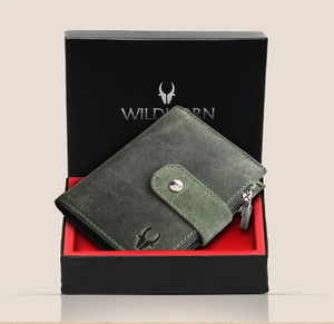 Cartera plegable informal de estilo cuero negro y marrón con costuras en contraste y logotipo grabado en la sección de bronceado al por mayor - Product Image 5