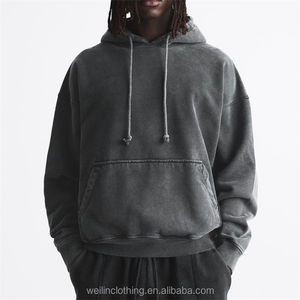 Meilleur prix de vente de haute qualité, poids lourd, pull à capuche avec broderie, logo personnalisé, fabricant, sweat à capuche vintage lavé à l'acide - Product Image 3