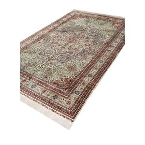 Alfombra de Seda Gulmarg Pae-5236 Anudada a Mano, 9x12, con Patrón de Medallón Verde, para el Hogar, Sala de Estar, Adolescentes, Estilo Tabriz Hecha a Mano - Product Image 2