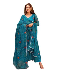 Ropa étnica de Bangladesh estilo de césped pakistaní venta al por mayor de longitud larga diseñador corte trabajo Kurti con plazzo para mujeres