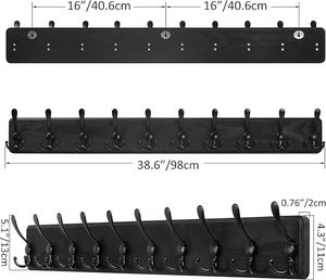 Rustic Large Wall-Mounted Coat <b>Rack</b> Farmhouse Style With Long Wood Hooks for Clothing Perfect Hanging Solution - Product Image 1