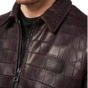 Chaqueta de Cuero para Hombre, Lona Ecológica, Resistente al Viento, Transpirable, Cierre de Cremallera Vintage, Color y Logotipo Personalizables - Product Image 6