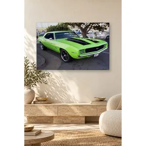 Fida Pistachio Green Camaro SS at the Marina Impression sur toile - Product Image 2