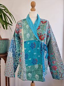 Tissu en coton hypnotisant de haute qualité dames pêche décontracté fête d'anniversaire et Festival portant Kantha Kimonos veste d'hiver Robe - Product Image 3