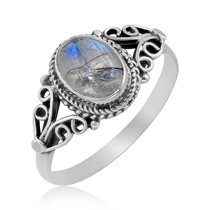 แหวนพลอยมูนสโตนแท้925แหวนเงินสเตอร์ลิงแฮนด์เมดสำหรับผู้หญิงแหวนซ้อนเครื่องประดับขายส่ง - Product Image 1