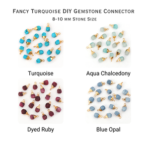Pendentif connecteur en pierre précieuse turquoise brute plaqué or avec boucle unique bijoux en pierre brute pour bricolage avec de belles breloques - Product Image 5
