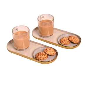 Forme ovale taille personnalisée métal plaqué or finition plat de service fête de mariage décoration de table restauration plateau de service - Product Image 1