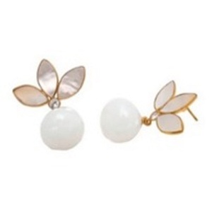 Pendientes con forma de pera y marquesa, calcedonia lechosa y Gema de concha, Plata de Ley 925, novedad - Product Image 1