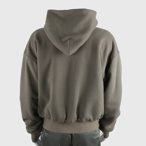 Sudadera con capucha unisex vintage con cremallera y lavado ácido, logotipo personalizado, sudadera recortada con estampado de felpa francesa pesada en blanco de gran tamaño y dobladillo crudo - Product Image 4