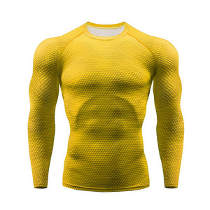 Chemise de compression de sport pour hommes personnalisée Sublimation Digital Printed Gym Fitness Male Rash Guard Solid Pattern Sporty Style - Product Image 6