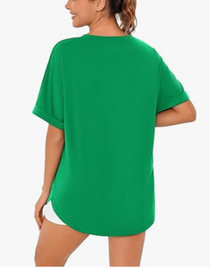 T-shirt de sport pour femmes de haute qualité en coton coupe ample avec décoration de logo en gros prêt à expédier BD - Product Image 2