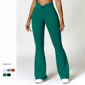 Venta al por mayor Gimnasio Leggings Mujeres V Espalda Levantamiento de Cadera Leggings de Baile Gimnasio Fitness Entrenamiento Pierna Ancha Pantalones de Yoga de Secado Rápido - Product Image 1