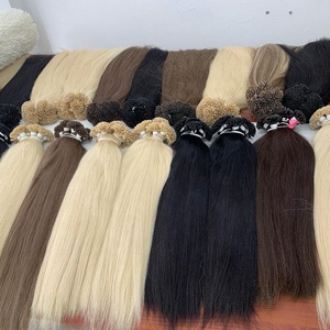 Meilleures ventes d'articles en ligne!!! Cheveux humains lisses/ondulés/bouclés 12 A, Double trame, de haute qualité, couleur blond clair, fabriqués en usine - Product Image 2
