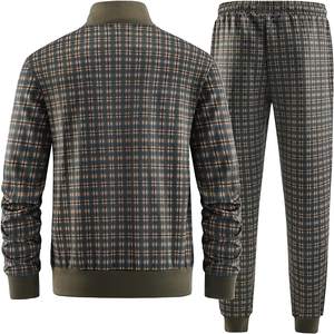Ensemble de survêtement pour homme en tissu délavé, 2 pièces, col à capuche, manches longues, avec poches latérales doubles, veste et pantalon de survêtement - Product Image 1