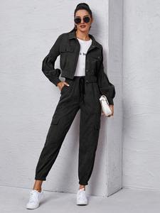 Conjunto Deportivo Informal de Sudadera con Capucha y Pantalones Jogger para Mujer, Talla Grande, Personalizado, Estilo Urbano, Color Sólido, Invierno, OEM - Product Image 5