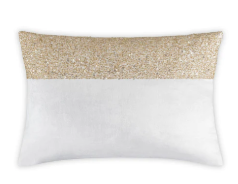Premium Cotton Cushion - White & Gold Accent Design by HOME IMPRESSION