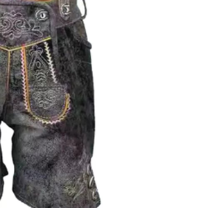 Pantalon en cuir pour homme, style bavarois Oktoberfest, conçu sur mesure, broderie, taille mi-haute, coupe droite, anti-froissement - Product Image 5
