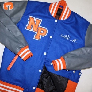 Veste en laine style High Street pour hommes Manteau d'hiver avec manches en peau de mouton et cuir brodées Taille XS Service OEM disponible - Product Image 6