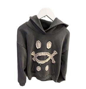 Logo personnalisé applique couture en détresse patch à capuche vintage lavé à l'acide broderie patch en détresse survêtement - Product Image 1