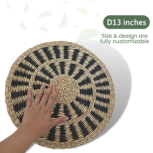 Assiettes de chargeur en jonc de mer écologiques de haute qualité Matériau naturel Plats classiques peints à la main Motif végétal Meilleur prix - Product Image 2