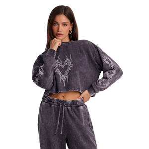 Conjunto Deportivo de Invierno para Mujer, Estilo Urbano, con Capucha, Serigrafía de Alta Calidad, 100% Algodón, Lavado Ácido Vintage, Personalizable - Product Image 4