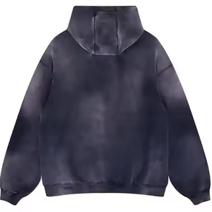 Sweat à capuche unisexe personnalisé en molleton délavé à l'acide, coupe régulière, surdimensionné, long, décontracté, tricoté, 100% coton, service OEM - Product Image 2