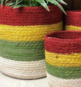 Natural Round <b>Jute</b> Rope Handmade Plant <b>Basket</b> Woven Indoor Plant Pots Flower Pots for Kitchen & Bedroom - Product Image 1