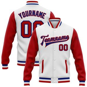 Vente en gros dans l'industrie directe de bombardier décontracté pour l'hiver blanc orange à fines rayures orange-noir veste Varsity Letterman à boutons-pression - Product Image 3
