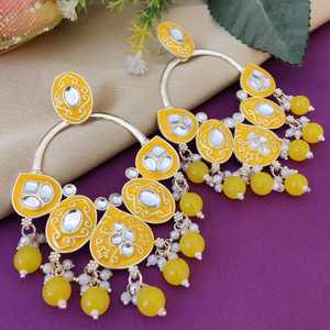 Beautiful High Quality Kundan <b>Long</b> <b>Earrings</b> For Women Ideal For Festive Occasions Casual And Party Wear Danglers Simple <b>Earrings</b> - Product Image 3