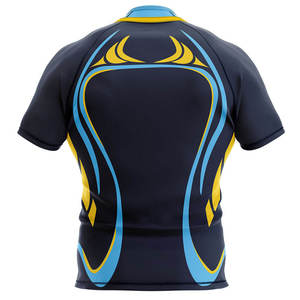 Uniforme de Rugby con Logotipo Personalizado, Conjunto de Jersey Deportivo Clásico Estilo Polo, Talla Ajustable, Rayas Impresas, Cuello Moderno, Sublimación - Product Image 4