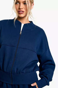 Vente chaude 2 pièces femmes Zip Through Bomber survêtement ensemble respirant à capuche et pantalons de survêtement femmes survêtement - Product Image 3