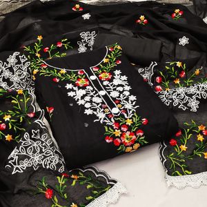 Nuevo indio HEAVY MODAL SECUENCIA CUELLO BORDADO Trabajo multicolor Vestido Material para mujeres Último diseño - Product Image 5